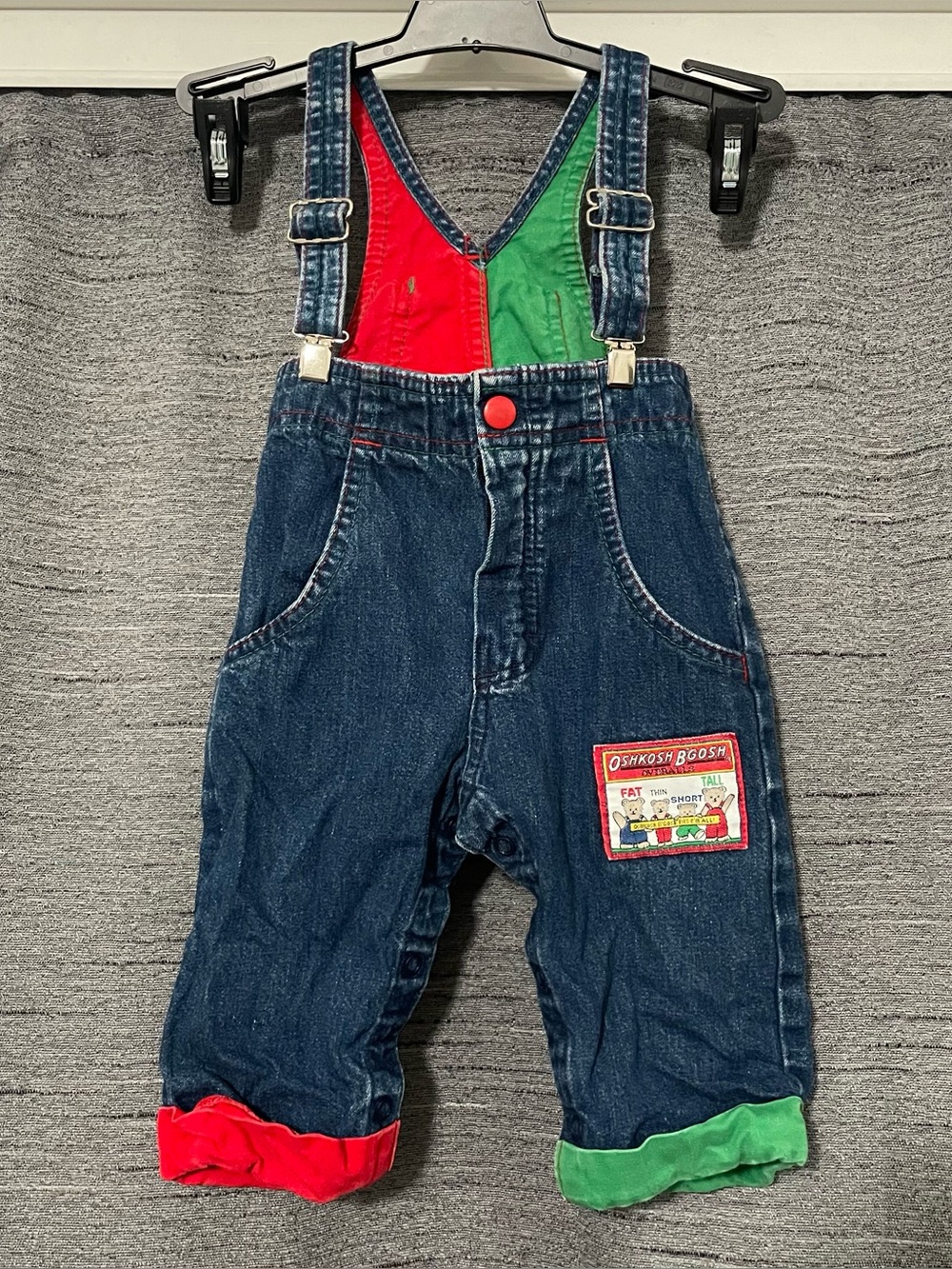 Vintage 90s Colorful OshKosh B’gosh Vestbak Overalls Size 9-12m Equality Denim